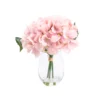 17cm Pink Hydrangeas Artificial Plant In Clear Glass Vase