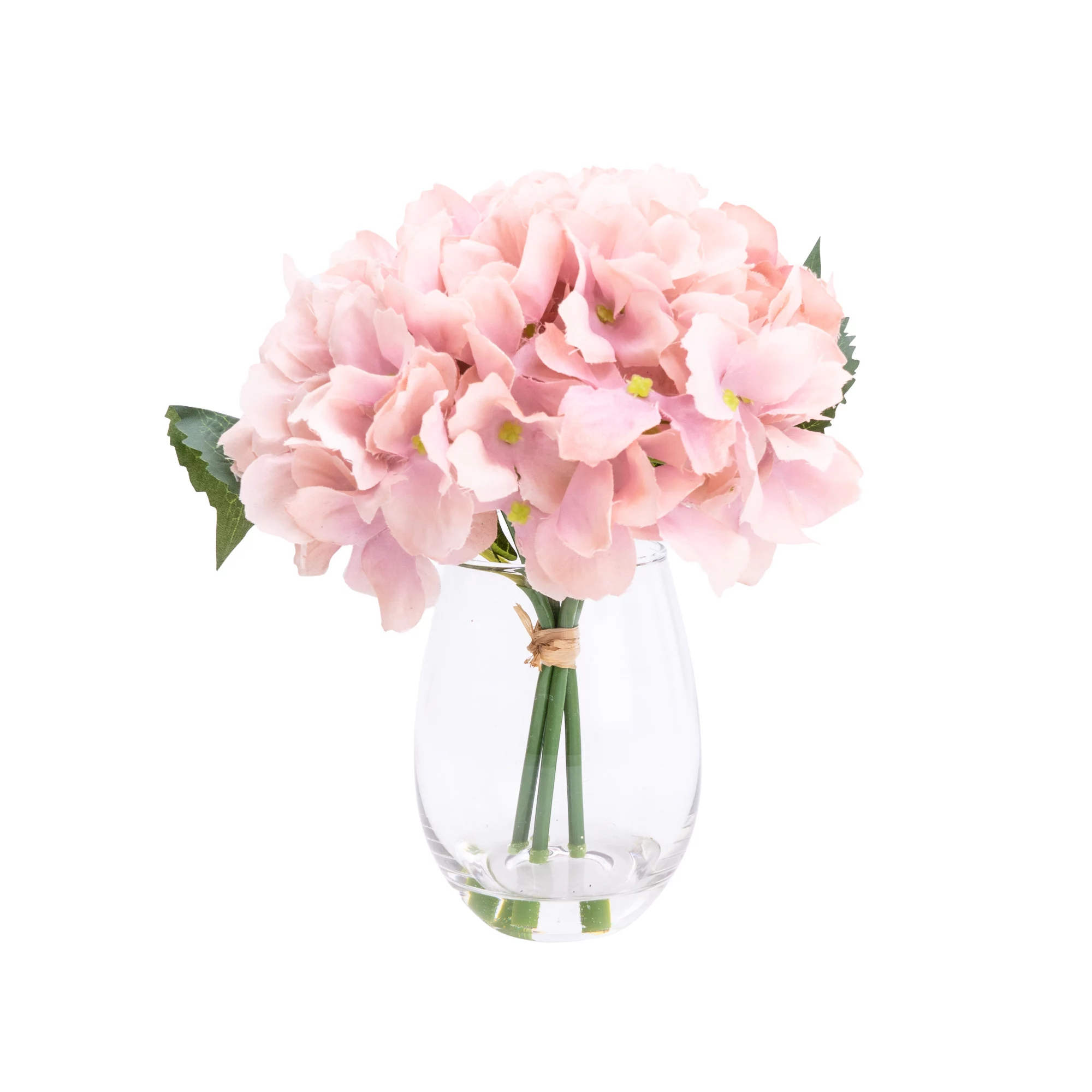 17cm Pink Hydrangeas Artificial Plant In Clear Glass Vase 1 17cm Pink Hydrangeas Artificial Plant In Clear Glass Vase