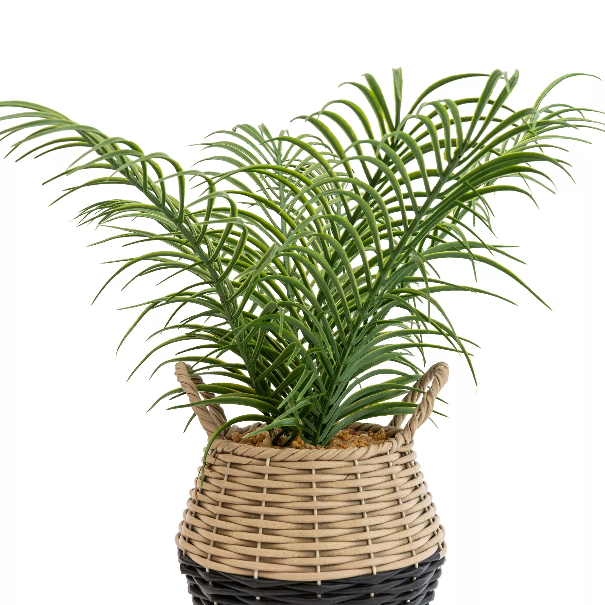 20cm Palm Artificial Plant In Natural Wicker Basket 2 20cm Palm Artificial Plant In Natural Wicker Basket - Image 2