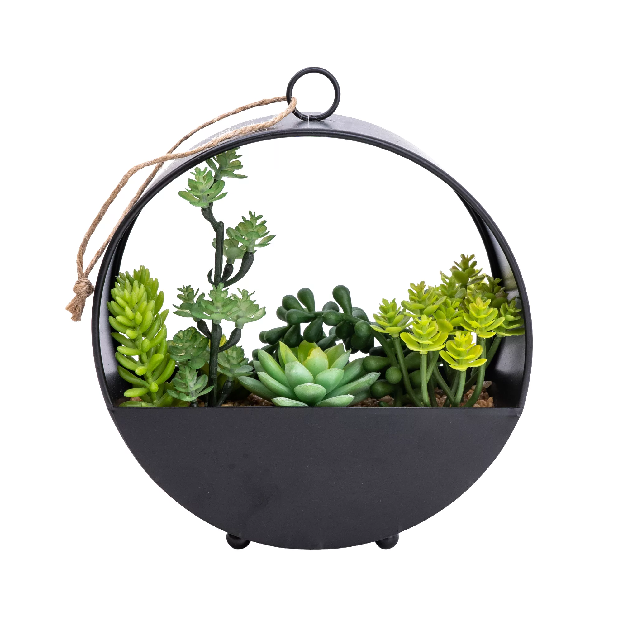 23cm Succulent Artificial Plant In Black Metal Pot 2 23cm Succulent Artificial Plant In Black Metal Pot - Image 2