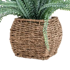 43cm Fern Artificial Plant In Brown Seagrass Basket -Garden Outdoor Store 43cm fern artificial plant in brown seagrass basket5010795674527 03c bq