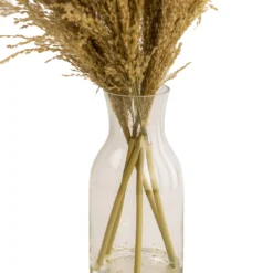 Garden Outdoor Store -Garden Outdoor Store 49cm natural pampas grass artificial plant in clear glass vase5010795682621 03c bq