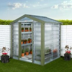 Adman Steel Sheds Multigrow 6.4x8.8 Greenhouse With Adjustable Vent -Garden Outdoor Store adman steel sheds multigrow 6 4x8 8 greenhouse with adjustable vent5391538910325 01i bq