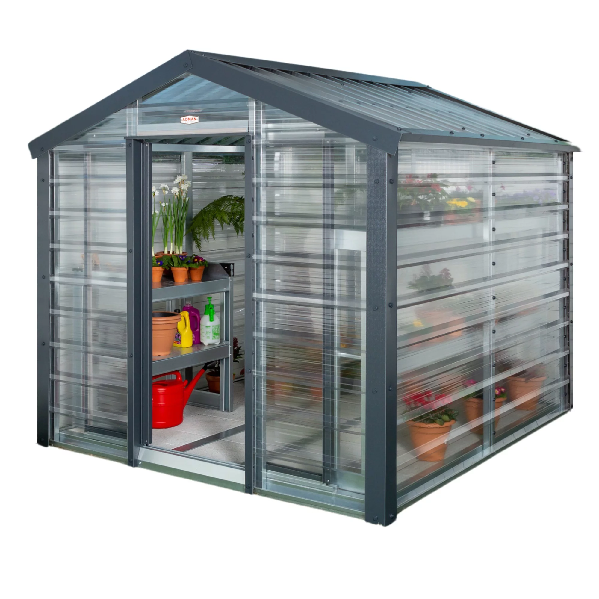 Adman Steel Sheds Multigrow 8x8.8 Greenhouse With Adjustable Vent 1 Adman Steel Sheds Multigrow 8x8.8 Greenhouse With Adjustable Vent
