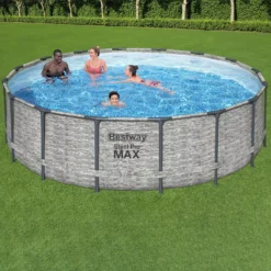Bestway Steel Pro MAX™ Realistic Stone Print Polyvinyl Chloride (PVC) & Steel Pool (W) 4.88m X (L) 4.88m -Garden Outdoor Store bestway steel pro max realistic stone print polyvinyl chloride pvc steel pool w 4 88m x l 4 88m6941607311493 01i