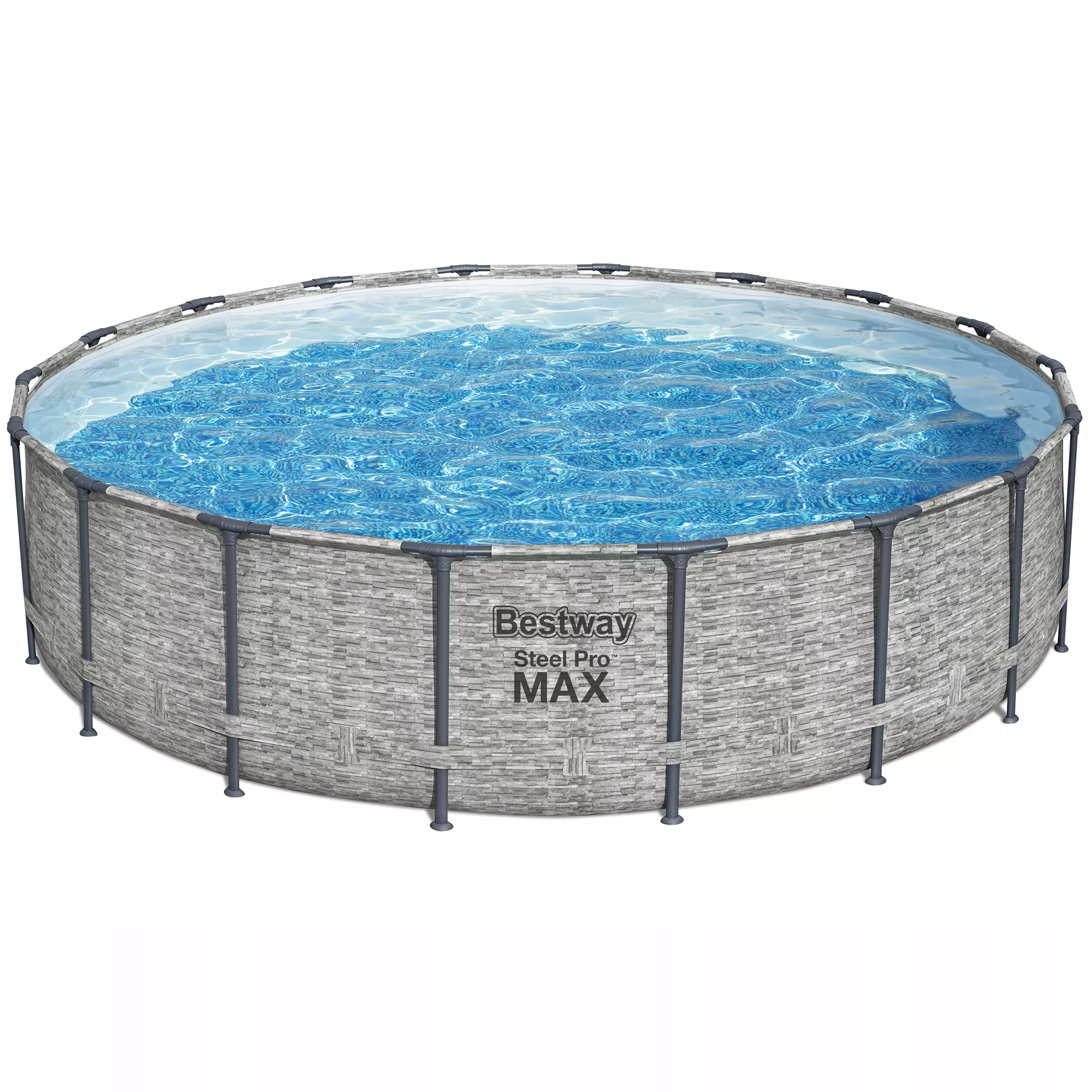 Bestway Steel Pro MAX™ Realistic Stone Print Polyvinyl Chloride (PVC) & Steel Pool (W) 5.49m X (L) 5.49m 1 Bestway Steel Pro MAX™ Realistic Stone Print Polyvinyl Chloride (PVC) & Steel Pool (W) 5.49m X (L) 5.49m