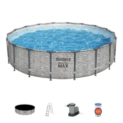 Bestway Steel Pro MAX™ Realistic Stone Print Polyvinyl Chloride (PVC) & Steel Pool (W) 5.49m X (L) 5.49m 12 Bestway Steel Pro MAX™ Realistic Stone Print Polyvinyl Chloride (PVC) & Steel Pool (W) 5.49m X (L) 5.49m -Garden Outdoor Store bestway steel pro max realistic stone print polyvinyl chloride pvc steel pool w 5 49m x l 5 49m6941607310502 10c scaled