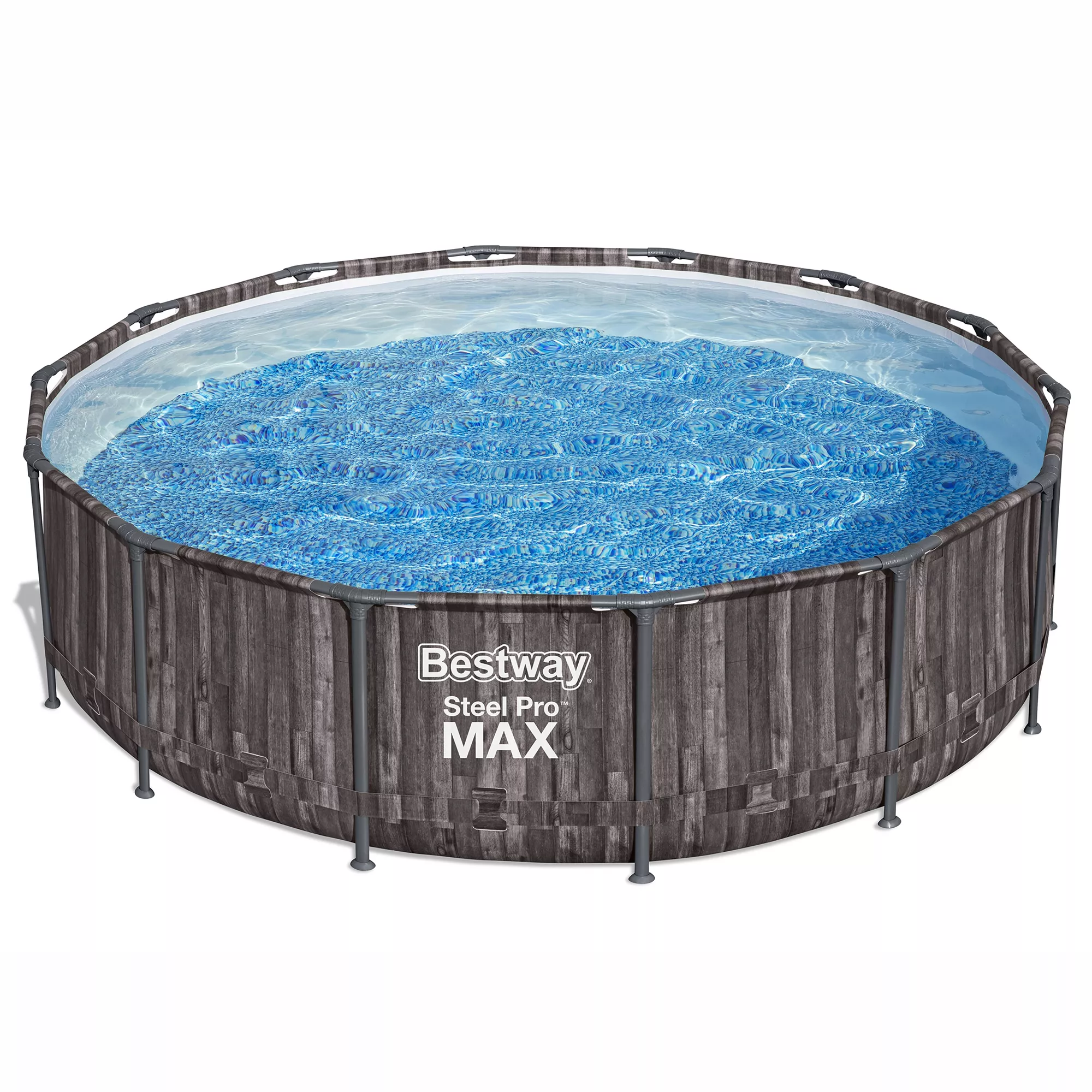 Bestway Steel Pro MAX™ Wood Effect Polyvinyl Chloride (PVC) & Steel Pool (W) 4.27m X (L) 4.27m 1 Bestway Steel Pro MAX™ Wood Effect Polyvinyl Chloride (PVC) & Steel Pool (W) 4.27m X (L) 4.27m