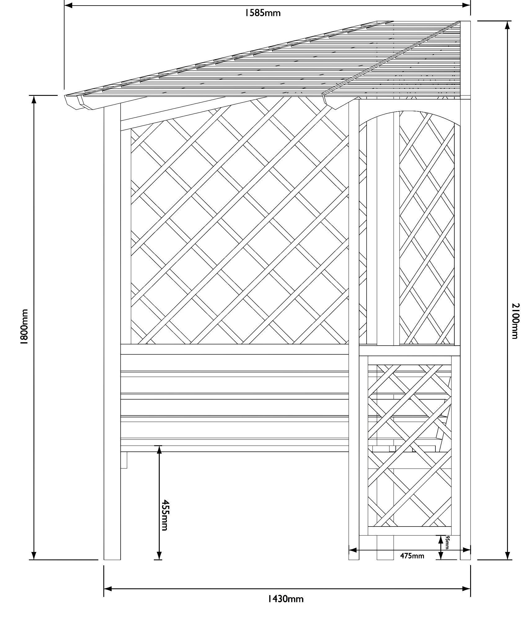 Blooma Chiltern Corner Arbour, (H)2100mm (W)1580mm (D)1580mm - Assembly Required 3 Blooma Chiltern Corner Arbour, (H)2100mm (W)1580mm (D)1580mm - Assembly Required - Image 3