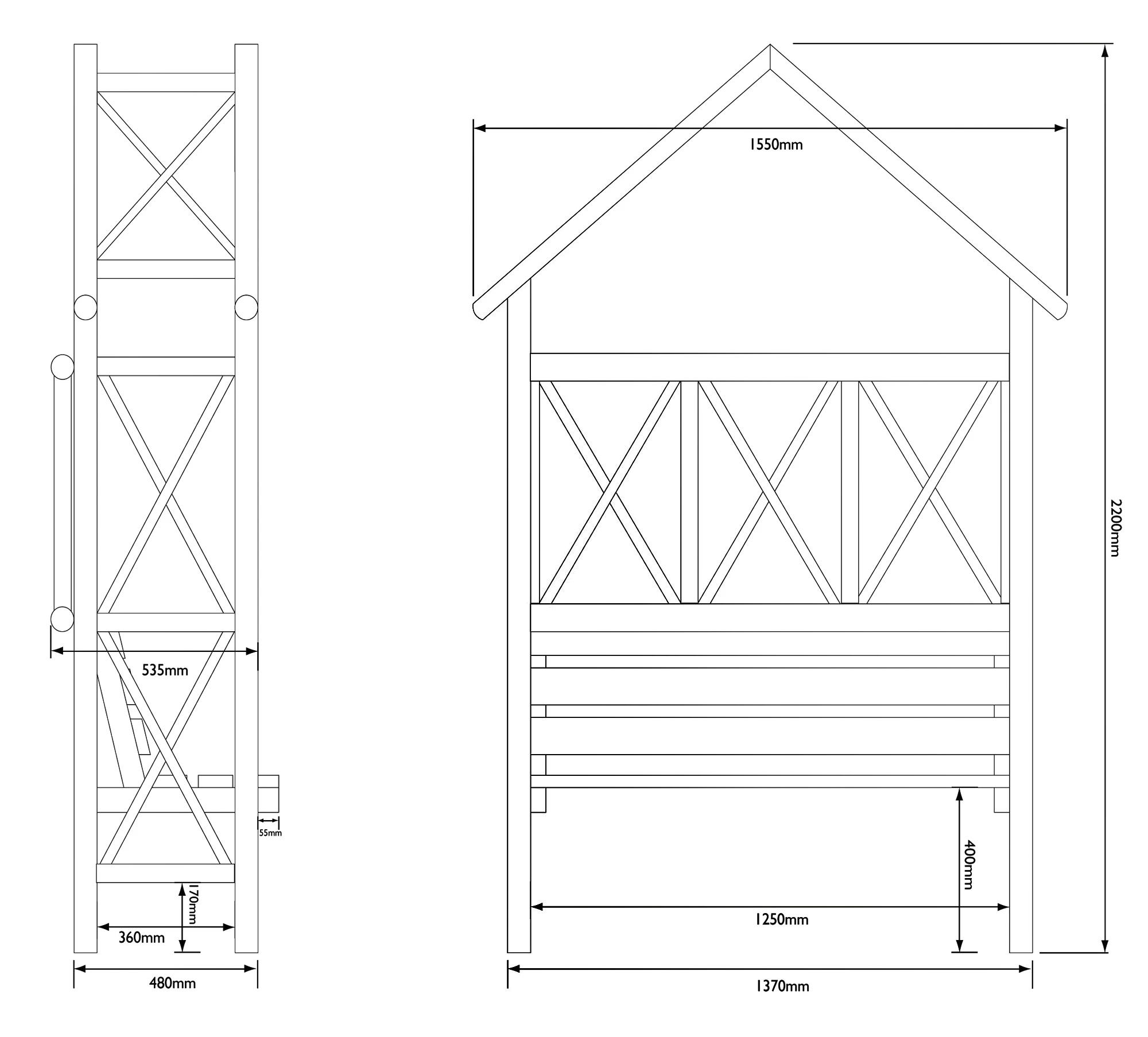 Blooma Cottage Apex Arbour, (H)2200mm (W)1370mm (D)560mm - Assembly Required 3 Blooma Cottage Apex Arbour, (H)2200mm (W)1370mm (D)560mm - Assembly Required - Image 3