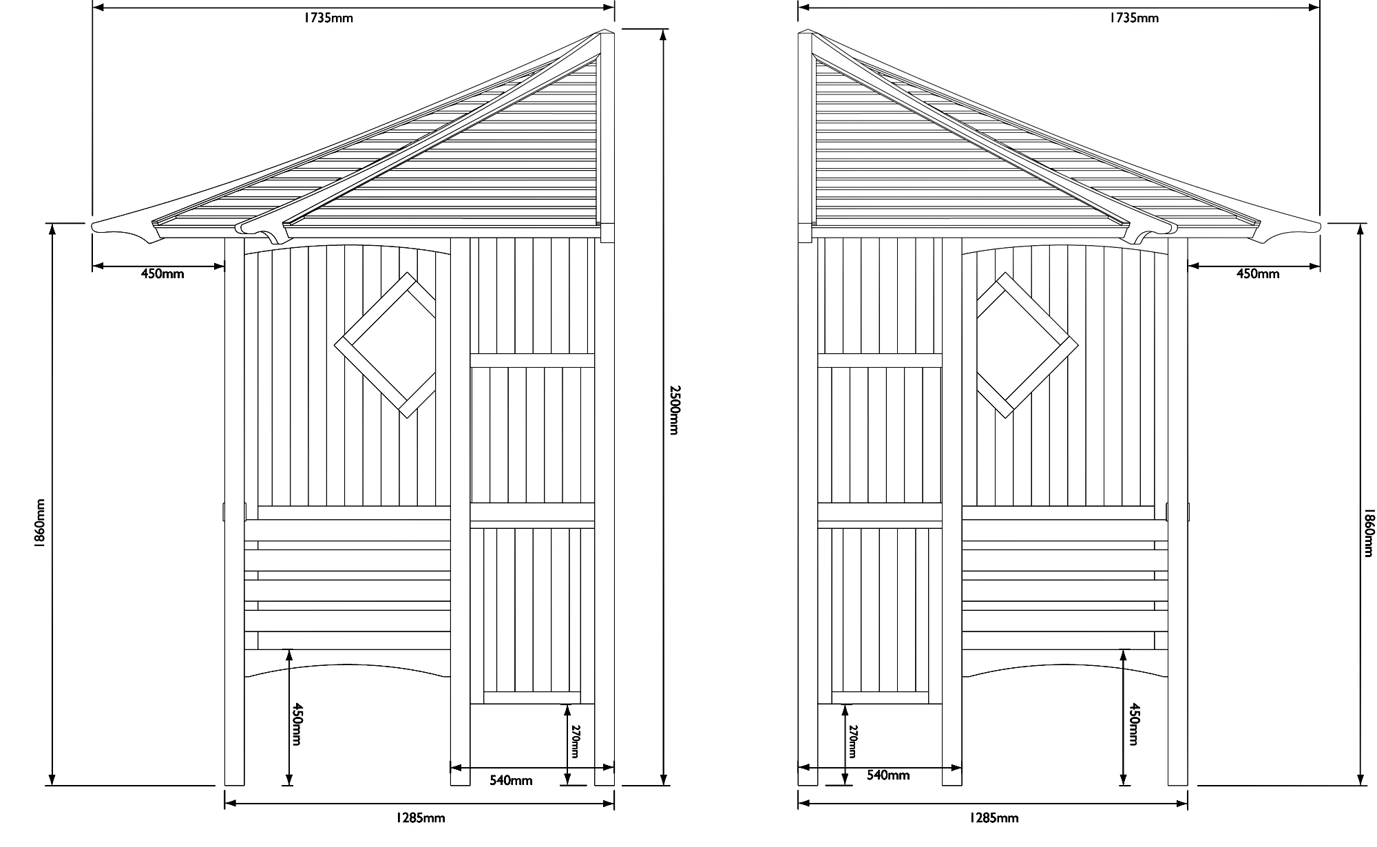 Blooma Elegant Corner Arbour, (H)2500mm (W)1730mm (D)1730mm - Assembly Service Included 3 Blooma Elegant Corner Arbour, (H)2500mm (W)1730mm (D)1730mm - Assembly Service Included - Image 3