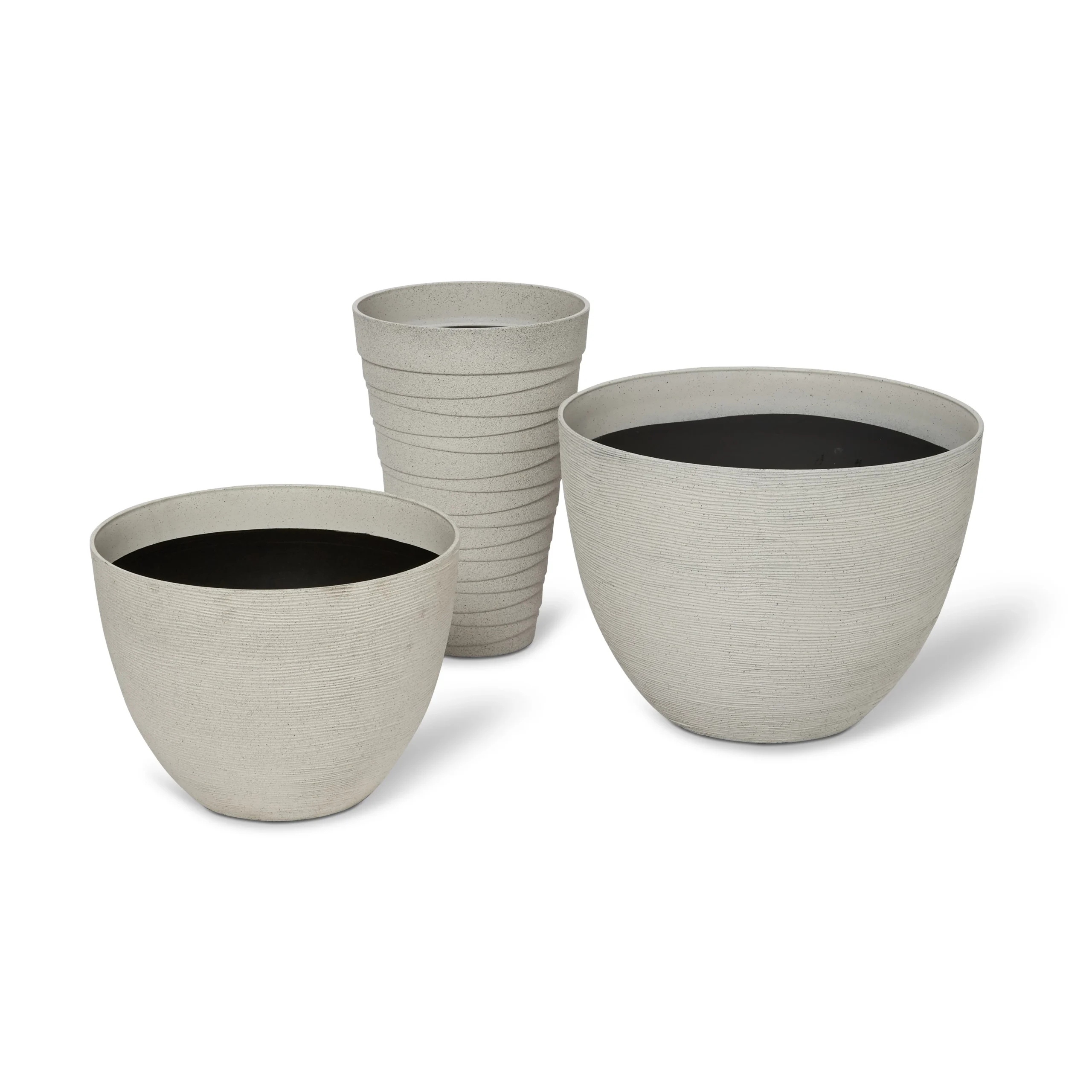 Blooma Momoka Taupe Stone Effect Plastic Circular Plant Pot (Dia)50cm 2 Blooma Momoka Taupe Stone Effect Plastic Circular Plant Pot (Dia)50cm - Image 2