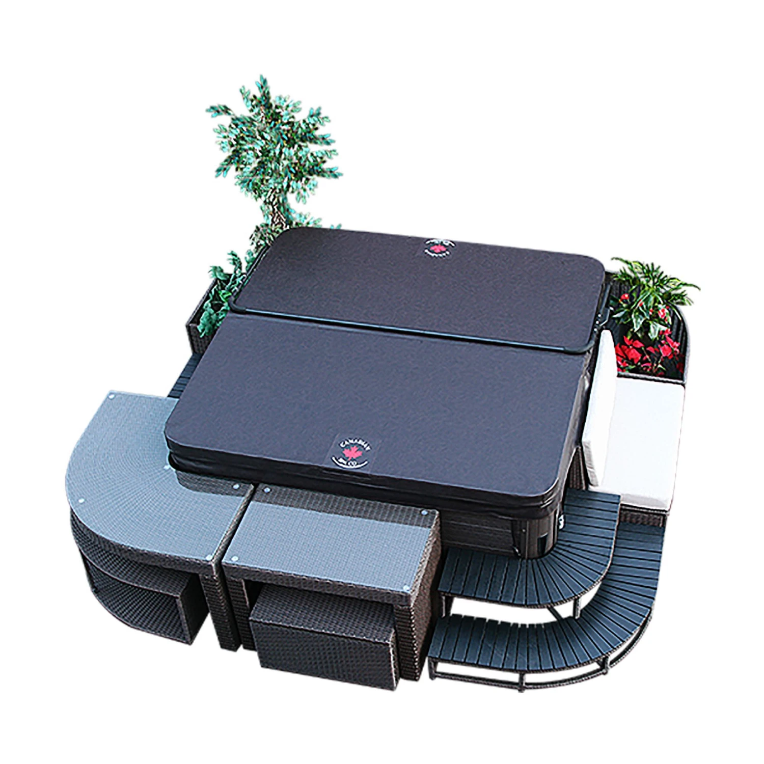 Canadian Spa Company Brown Corner Bar & Stools 1 Canadian Spa Company Brown Corner Bar & Stools