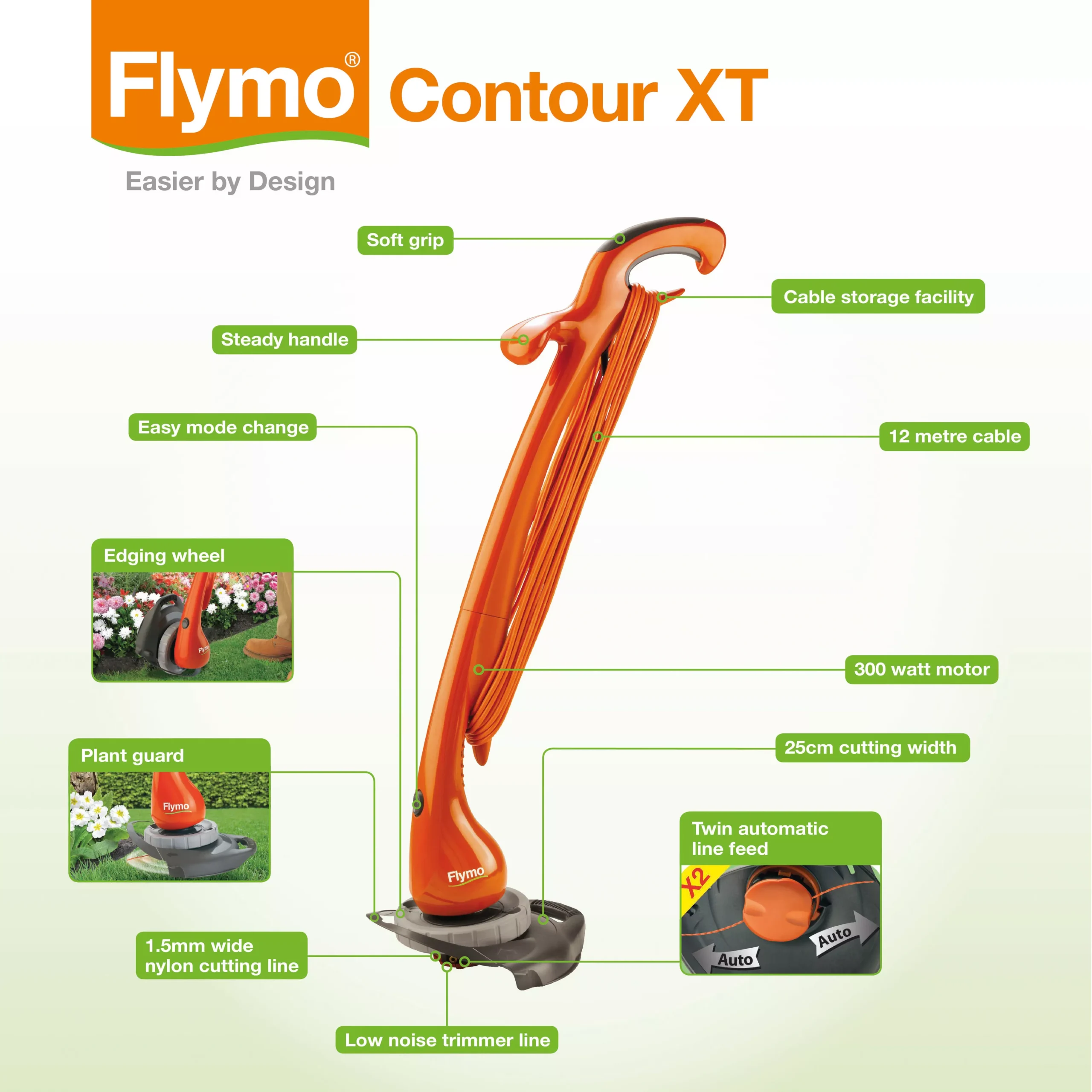 Flymo Contour XT 300W Corded Grass Trimmer 6 Flymo Contour XT 300W Corded Grass Trimmer - Image 6