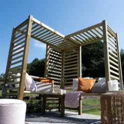 Forest Firenze Corner Arbour, (H)1970mm (W)1800mm (D)1800mm - Assembly Required -Garden Outdoor Store forest firenze corner arbour h 1970mm w 1800mm d 1800mm assembly required5013053185049 04i bq