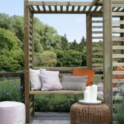 Forest Firenze Corner Arbour, (H)1970mm (W)1800mm (D)1800mm - Assembly Required -Garden Outdoor Store forest firenze corner arbour h 1970mm w 1800mm d 1800mm assembly required5013053185049 40c bq