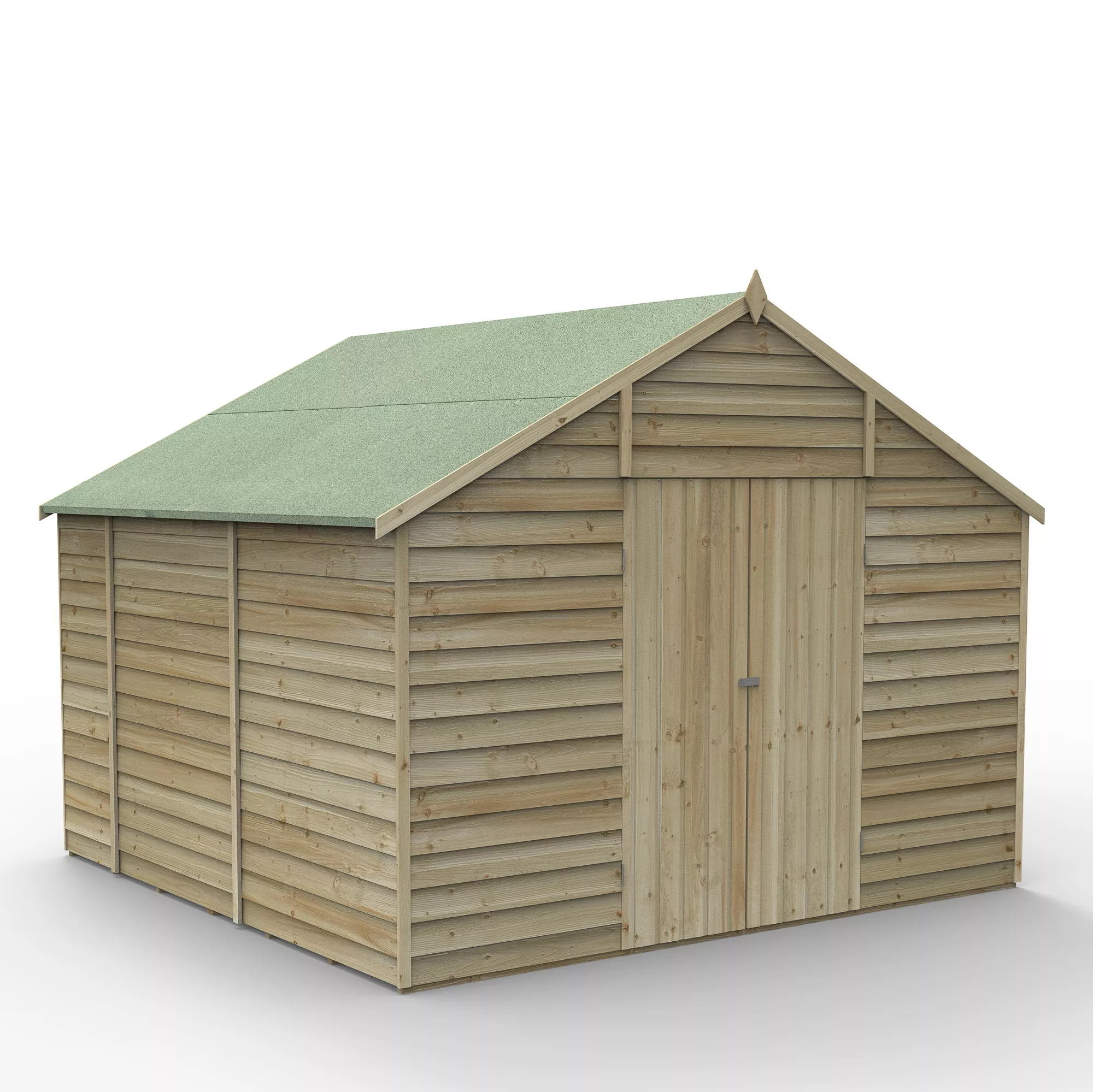 Forest Garden 10x10 Apex Pressure Treated Overlap Wooden Shed With Floor (Base Included) 2 Forest Garden 10x10 Apex Pressure Treated Overlap Wooden Shed With Floor (Base Included) - Image 2