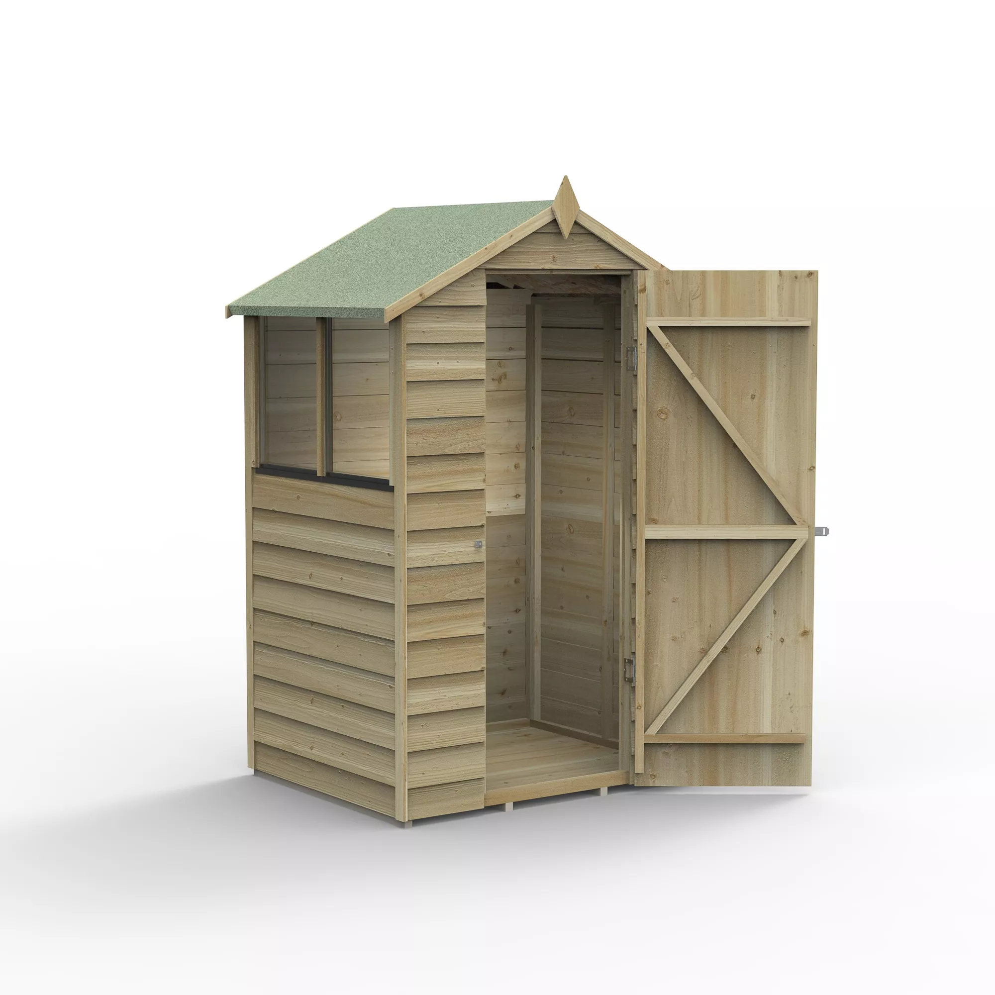 Forest Garden 4x3 Apex Pressure Treated Overlap Wooden Shed With Floor (Base Included) 1 Forest Garden 4x3 Apex Pressure Treated Overlap Wooden Shed With Floor (Base Included)