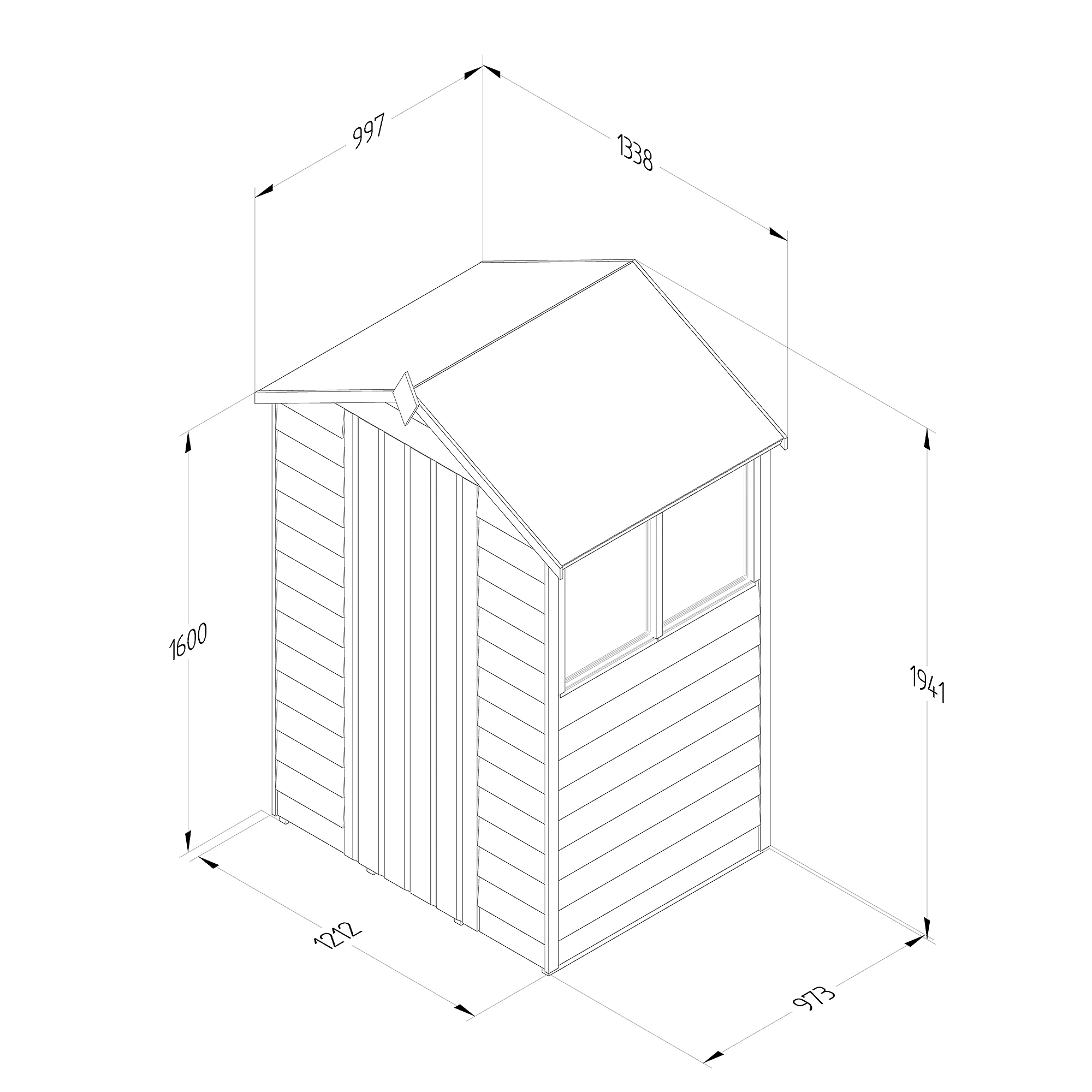 Forest Garden 4x3 Apex Pressure Treated Overlap Wooden Shed With Floor (Base Included) 9 Forest Garden 4x3 Apex Pressure Treated Overlap Wooden Shed With Floor (Base Included) - Image 9