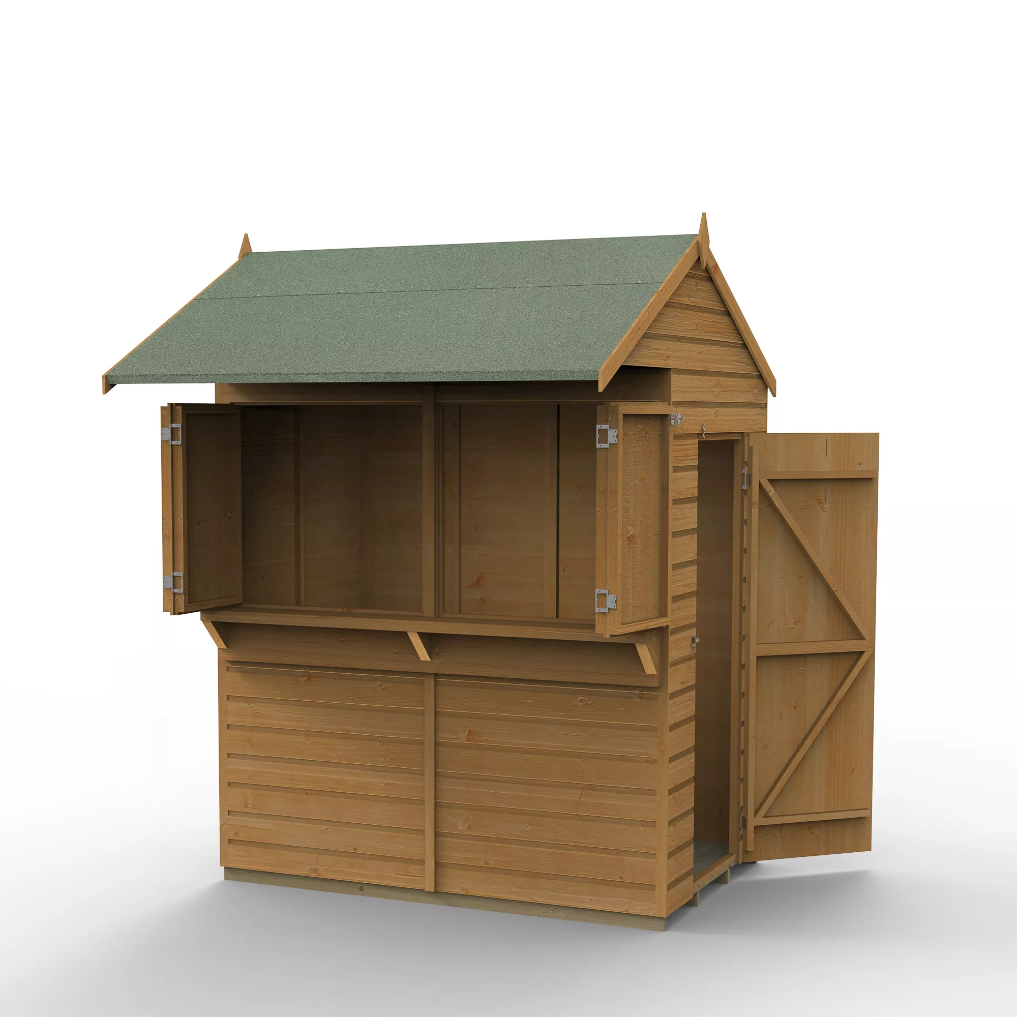 Forest Garden 6x4 Apex Dip Treated Shiplap Wooden Shed With Floor 3 Forest Garden 6x4 Apex Dip Treated Shiplap Wooden Shed With Floor - Image 3