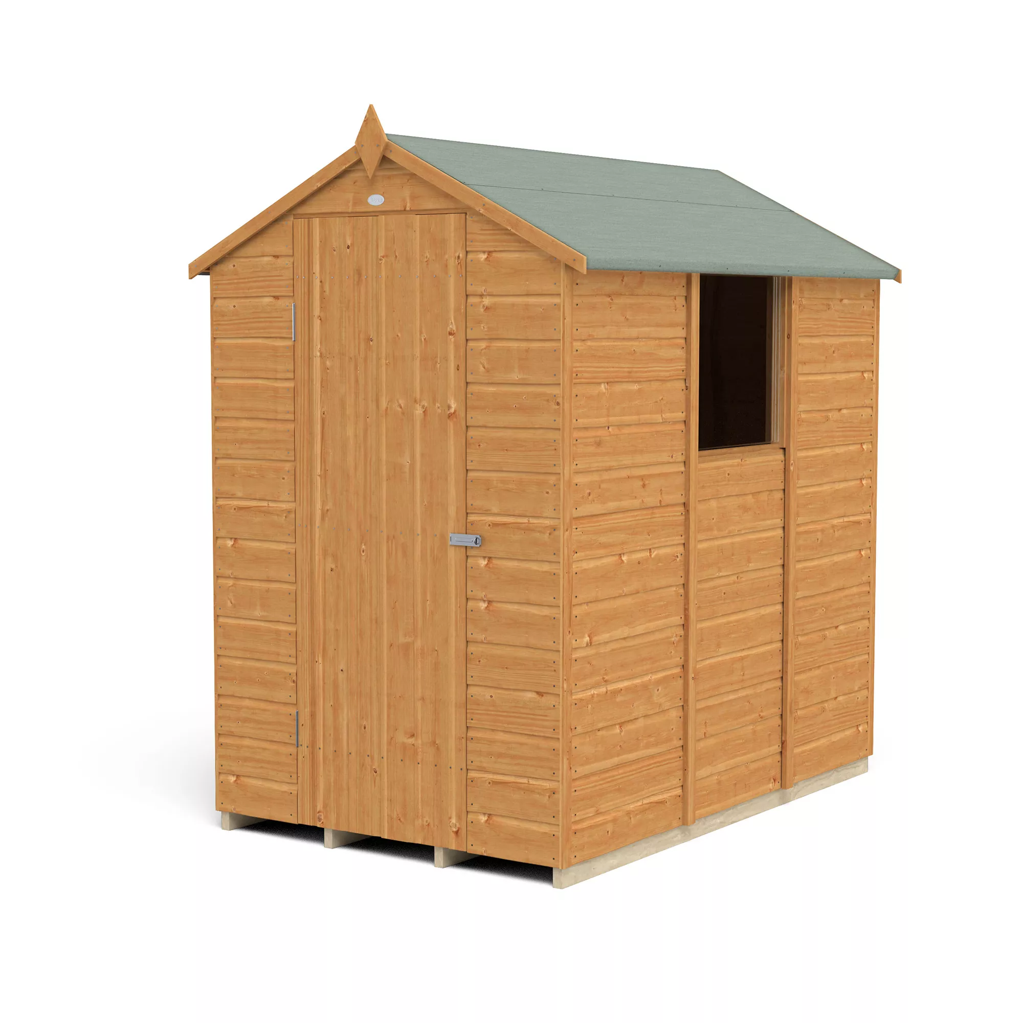 Forest Garden 6x4 Ft Apex Shiplap Wooden Shed With Floor (Base Included) 2 Forest Garden 6x4 Ft Apex Shiplap Wooden Shed With Floor (Base Included) - Image 2