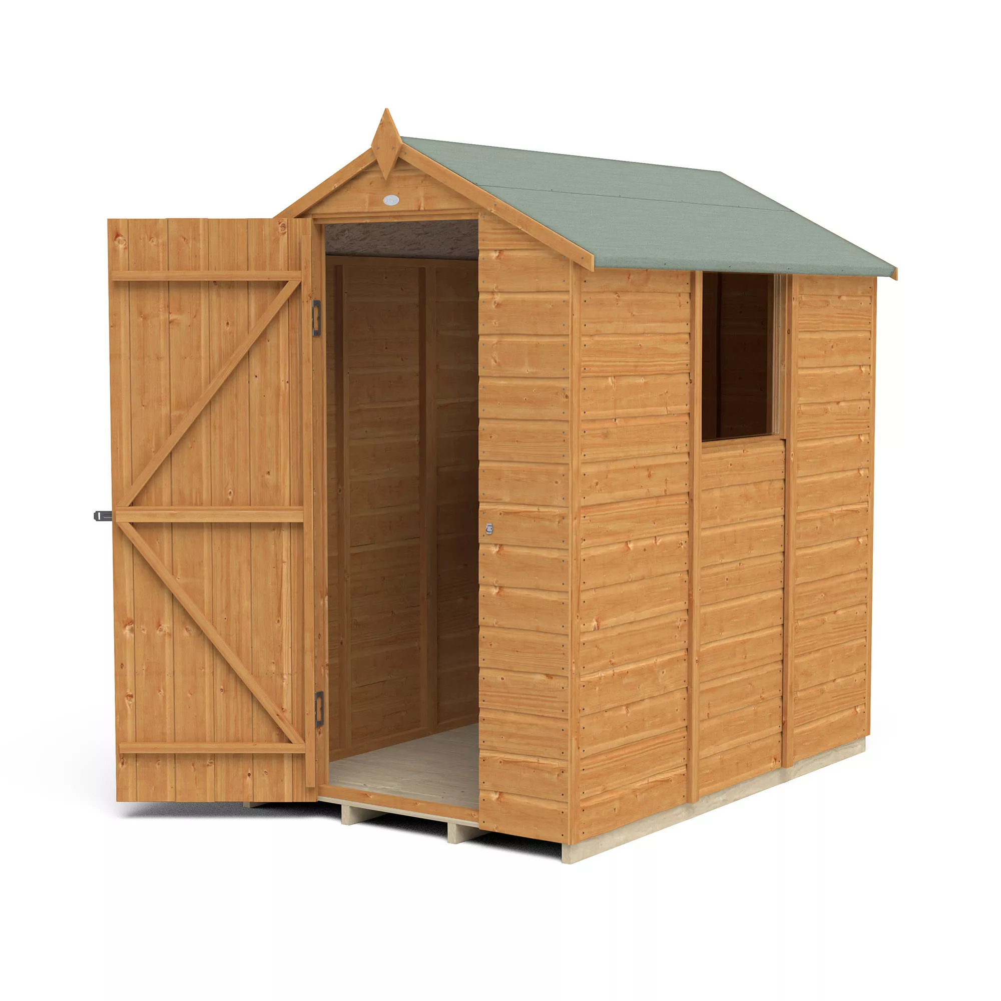 Forest Garden 6x4 Ft Apex Shiplap Wooden Shed With Floor (Base Included) 3 Forest Garden 6x4 Ft Apex Shiplap Wooden Shed With Floor (Base Included) - Image 3