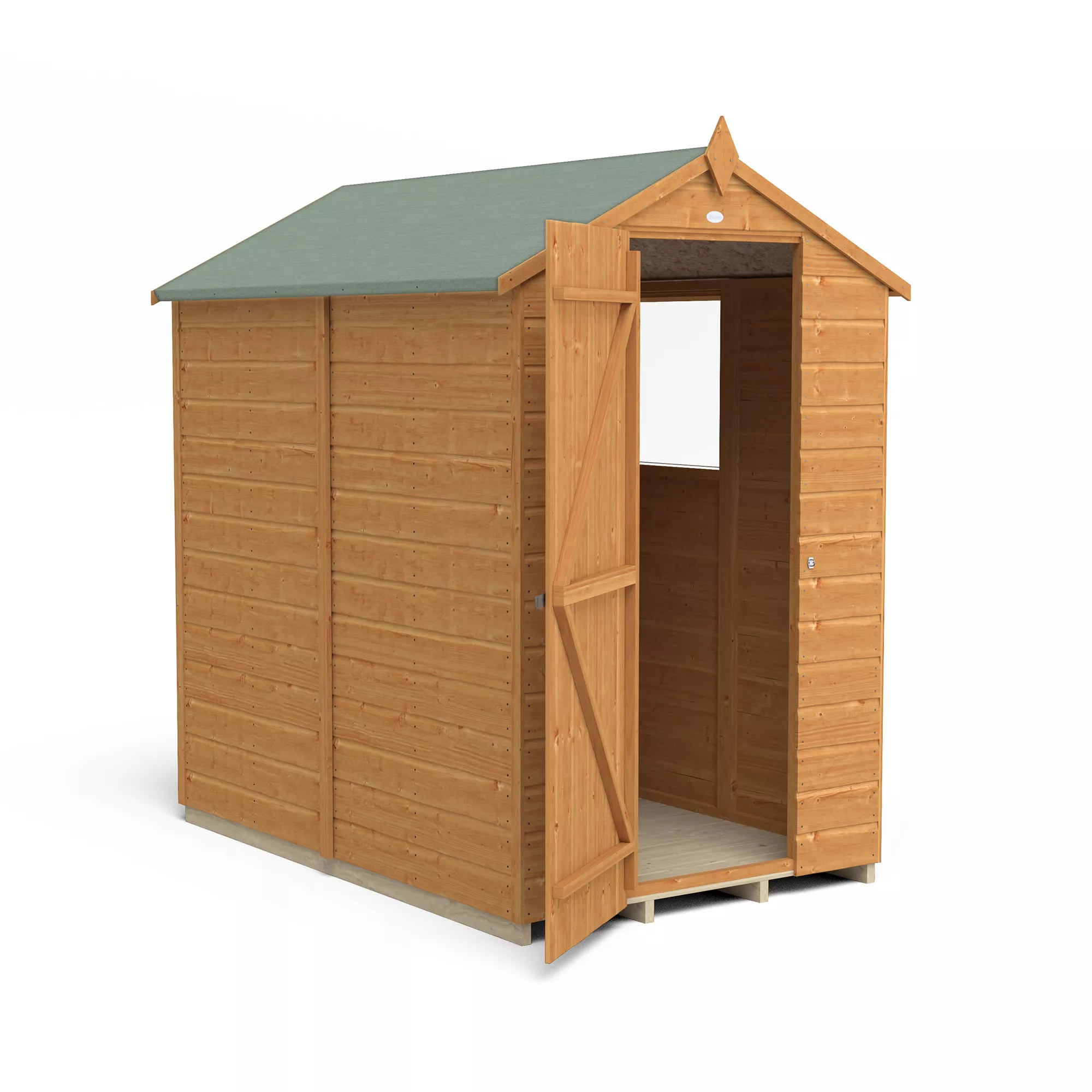 Forest Garden 6x4 Ft Apex Shiplap Wooden Shed With Floor (Base Included) 4 Forest Garden 6x4 Ft Apex Shiplap Wooden Shed With Floor (Base Included) - Image 4