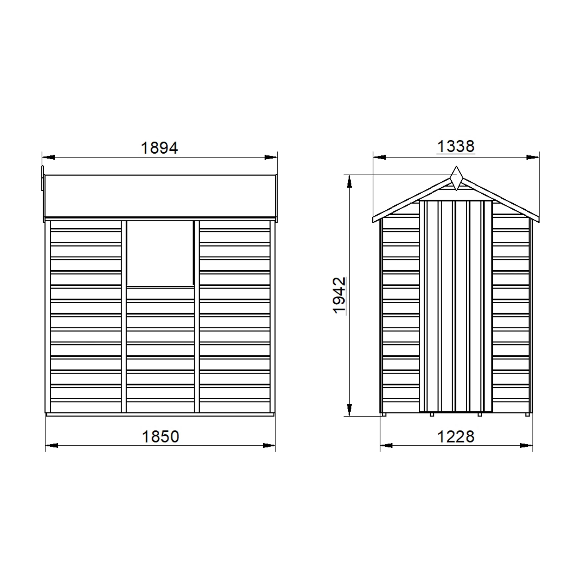 Forest Garden 6x4 Ft Apex Shiplap Wooden Shed With Floor (Base Included) 18 Forest Garden 6x4 Ft Apex Shiplap Wooden Shed With Floor (Base Included) - Image 18