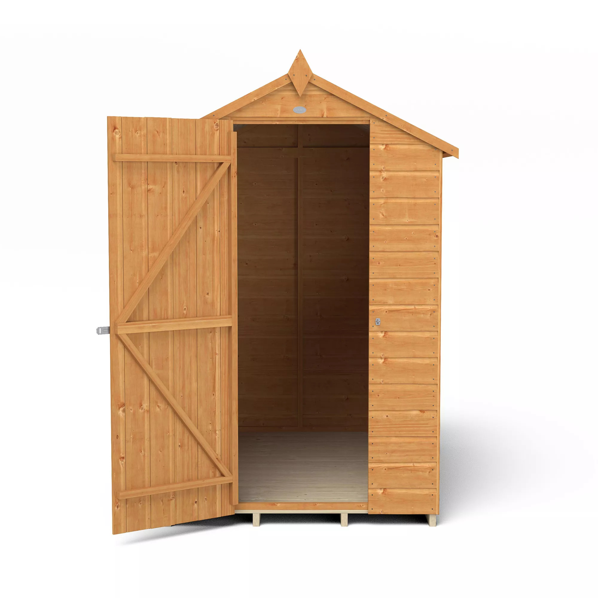 Forest Garden 6x4 Ft Apex Shiplap Wooden Shed With Floor (Base Included) 7 Forest Garden 6x4 Ft Apex Shiplap Wooden Shed With Floor (Base Included) - Image 7