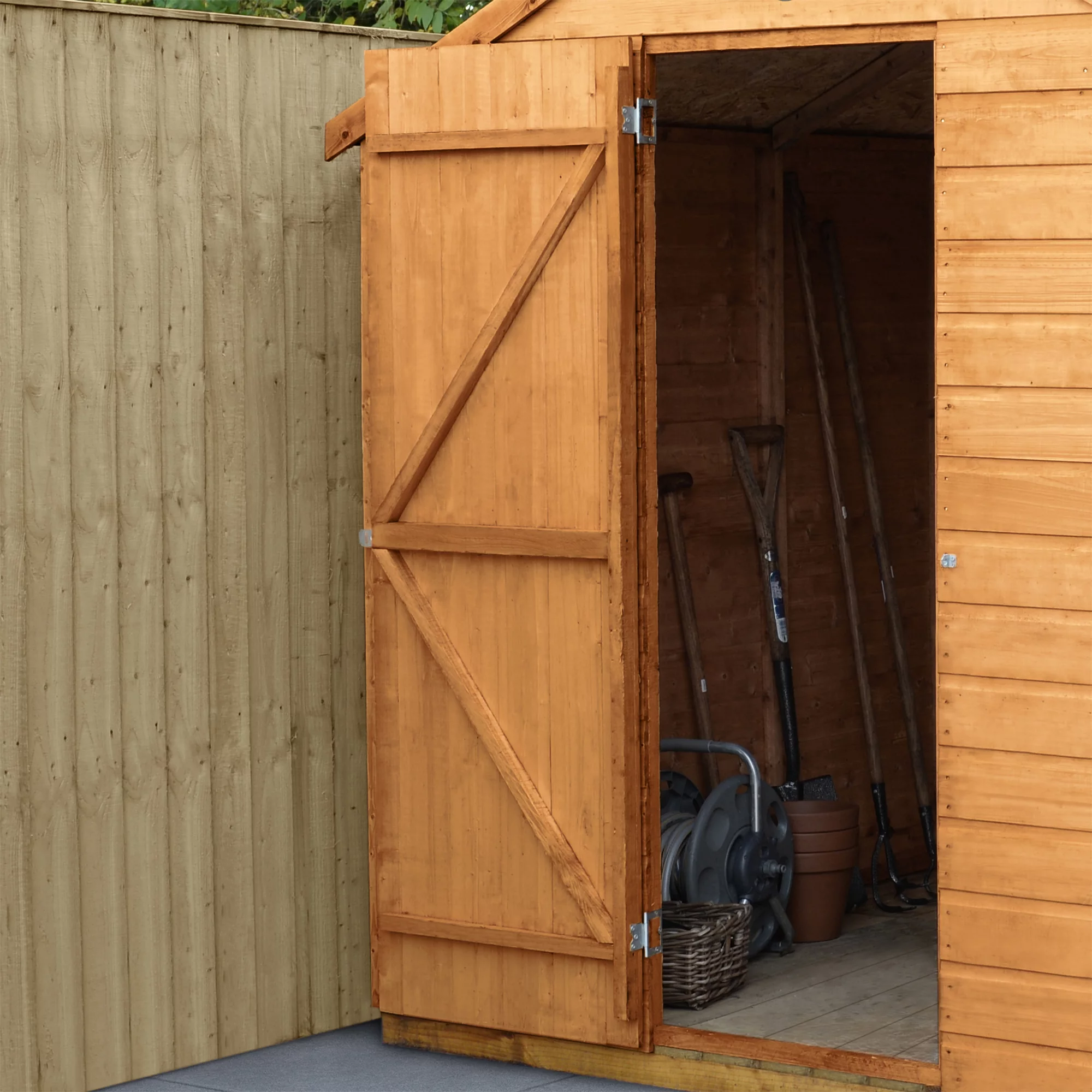 Forest Garden 6x4 Ft Apex Shiplap Wooden Shed With Floor (Base Included) 8 Forest Garden 6x4 Ft Apex Shiplap Wooden Shed With Floor (Base Included) - Image 8