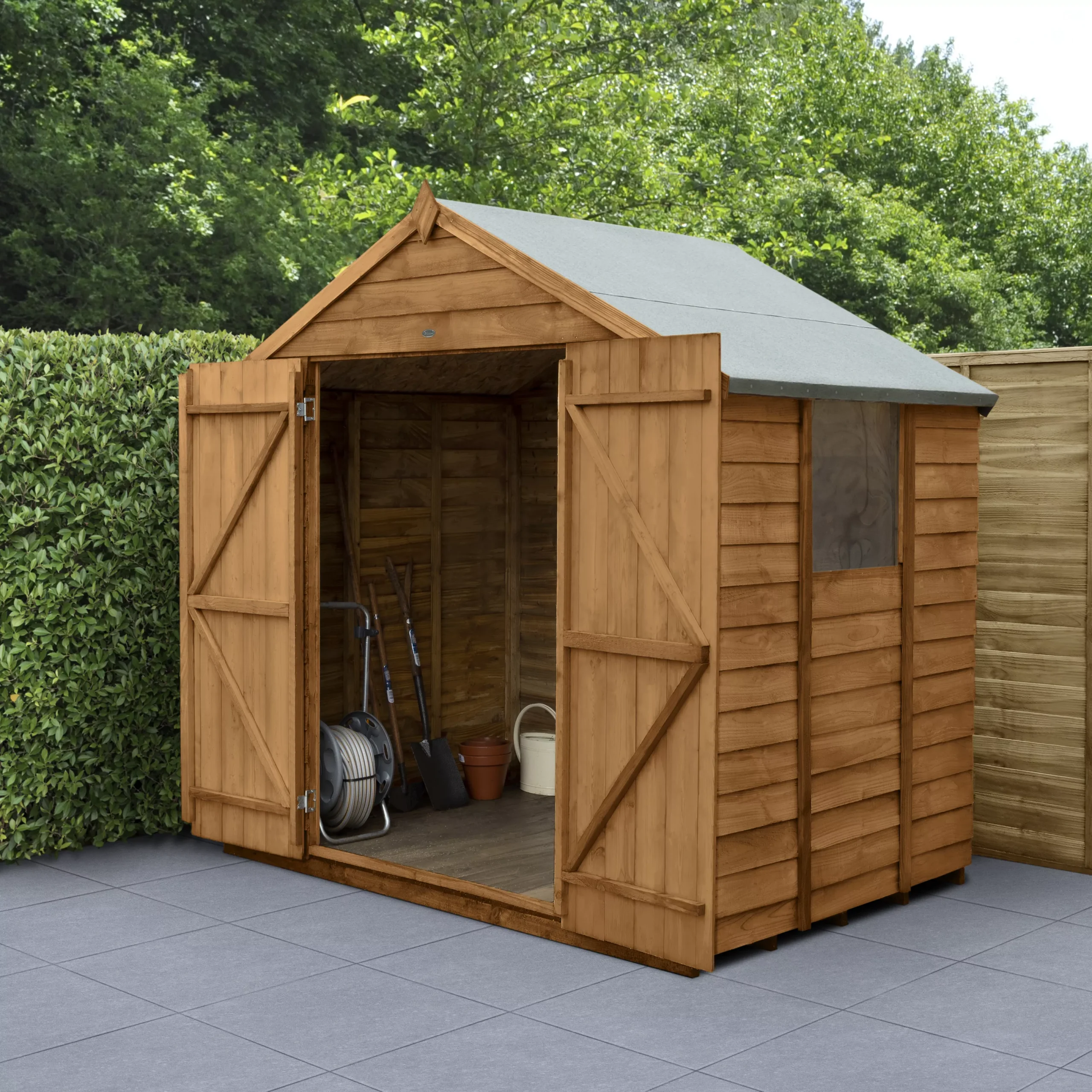 Forest Garden 7x5 Apex Dip Treated Overlap Wooden Shed With Floor (Base Included) 1 Forest Garden 7x5 Apex Dip Treated Overlap Wooden Shed With Floor (Base Included)