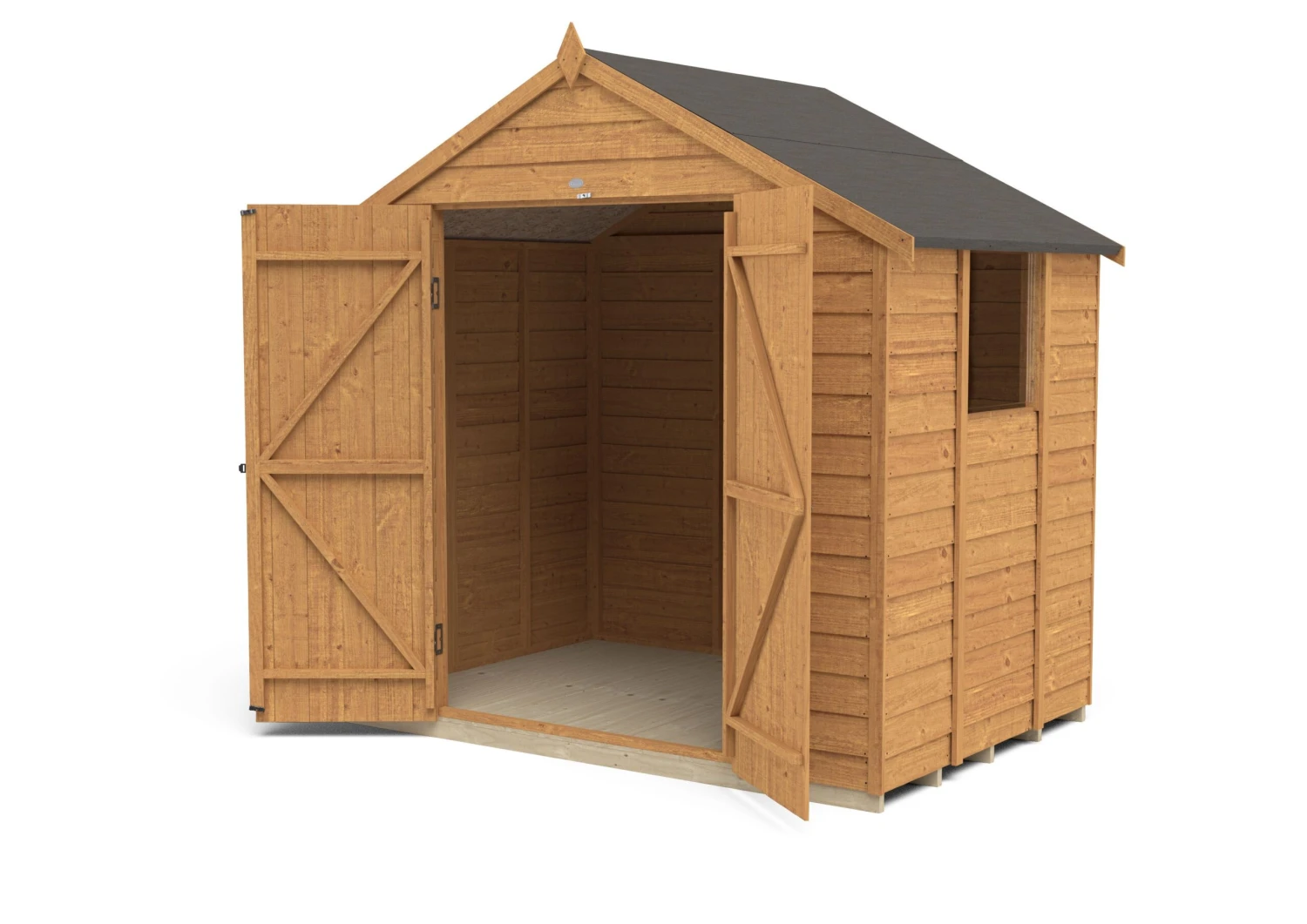 Forest Garden 7x5 Apex Dip Treated Overlap Wooden Shed With Floor (Base Included) 4 Forest Garden 7x5 Apex Dip Treated Overlap Wooden Shed With Floor (Base Included) - Image 4