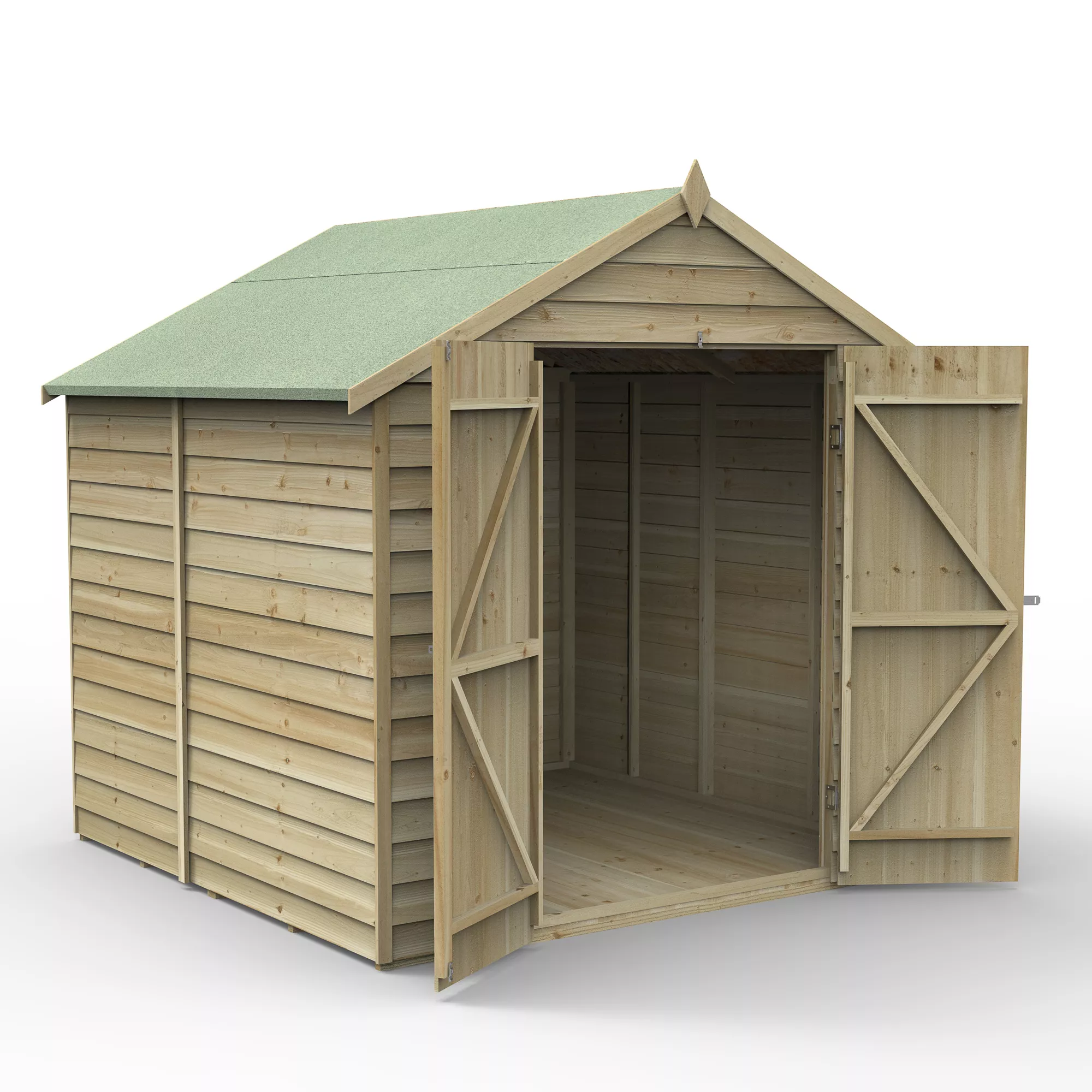 Forest Garden 7x7 Apex Pressure Treated Overlap Wooden Shed With Floor (Base Included) - Assembly Service Included 1 Forest Garden 7x7 Apex Pressure Treated Overlap Wooden Shed With Floor (Base Included) - Assembly Service Included