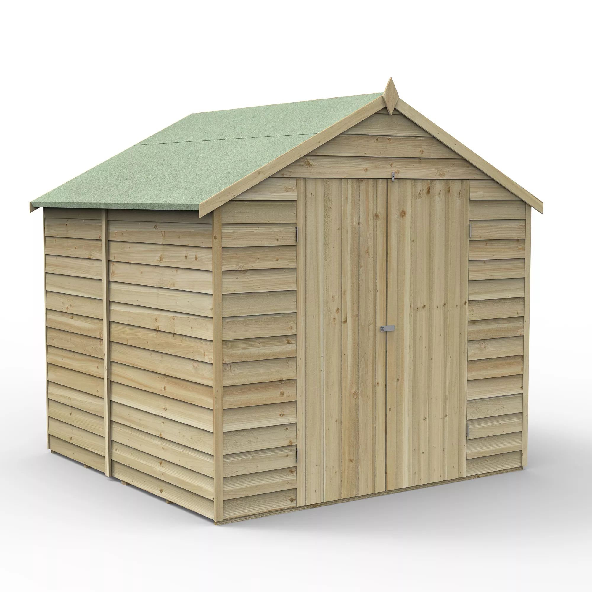 Forest Garden 7x7 Apex Pressure Treated Overlap Wooden Shed With Floor (Base Included) - Assembly Service Included 2 Forest Garden 7x7 Apex Pressure Treated Overlap Wooden Shed With Floor (Base Included) - Assembly Service Included - Image 2