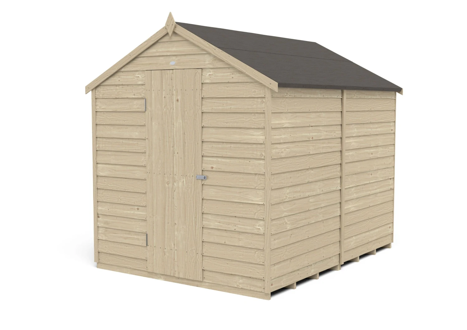 Forest Garden 8x6 Apex Pressure Treated Overlap Wooden Shed With Floor (Base Included) - Assembly Service Included 2 Forest Garden 8x6 Apex Pressure Treated Overlap Wooden Shed With Floor (Base Included) - Assembly Service Included - Image 2