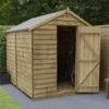 Forest Garden 8x6 Apex Pressure Treated Overlap Wooden Shed With Floor (Base Included) - Assembly Service Included