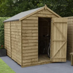 Forest Garden 8x6 Apex Pressure Treated Overlap Wooden Shed With Floor (Base Included) - Assembly Service Included