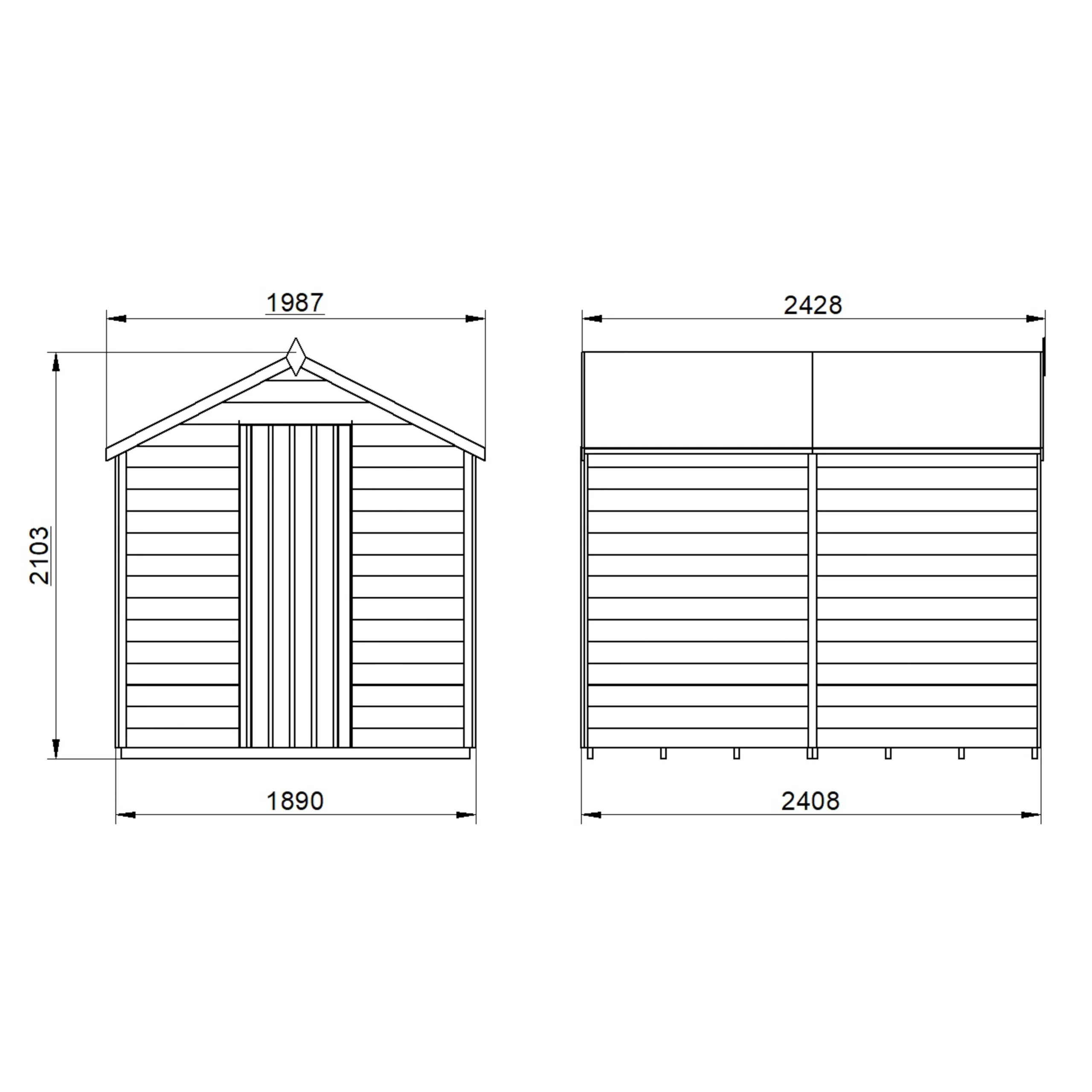 Forest Garden 8x6 Apex Pressure Treated Overlap Wooden Shed With Floor (Base Included) - Assembly Service Included 7 Forest Garden 8x6 Apex Pressure Treated Overlap Wooden Shed With Floor (Base Included) - Assembly Service Included - Image 7