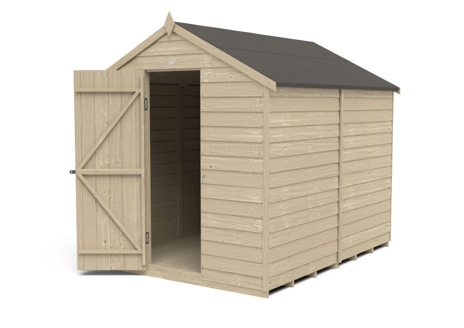 Forest Garden 8x6 Apex Pressure Treated Overlap Wooden Shed With Floor (Base Included) - Assembly Service Included 4 Forest Garden 8x6 Apex Pressure Treated Overlap Wooden Shed With Floor (Base Included) - Assembly Service Included - Image 4