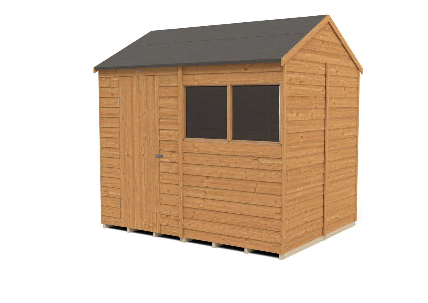 Forest Garden 8x6 Reverse Apex Dip Treated Overlap Wooden Shed With Floor (Base Included) - Assembly Service Included 2 Forest Garden 8x6 Reverse Apex Dip Treated Overlap Wooden Shed With Floor (Base Included) - Assembly Service Included - Image 2