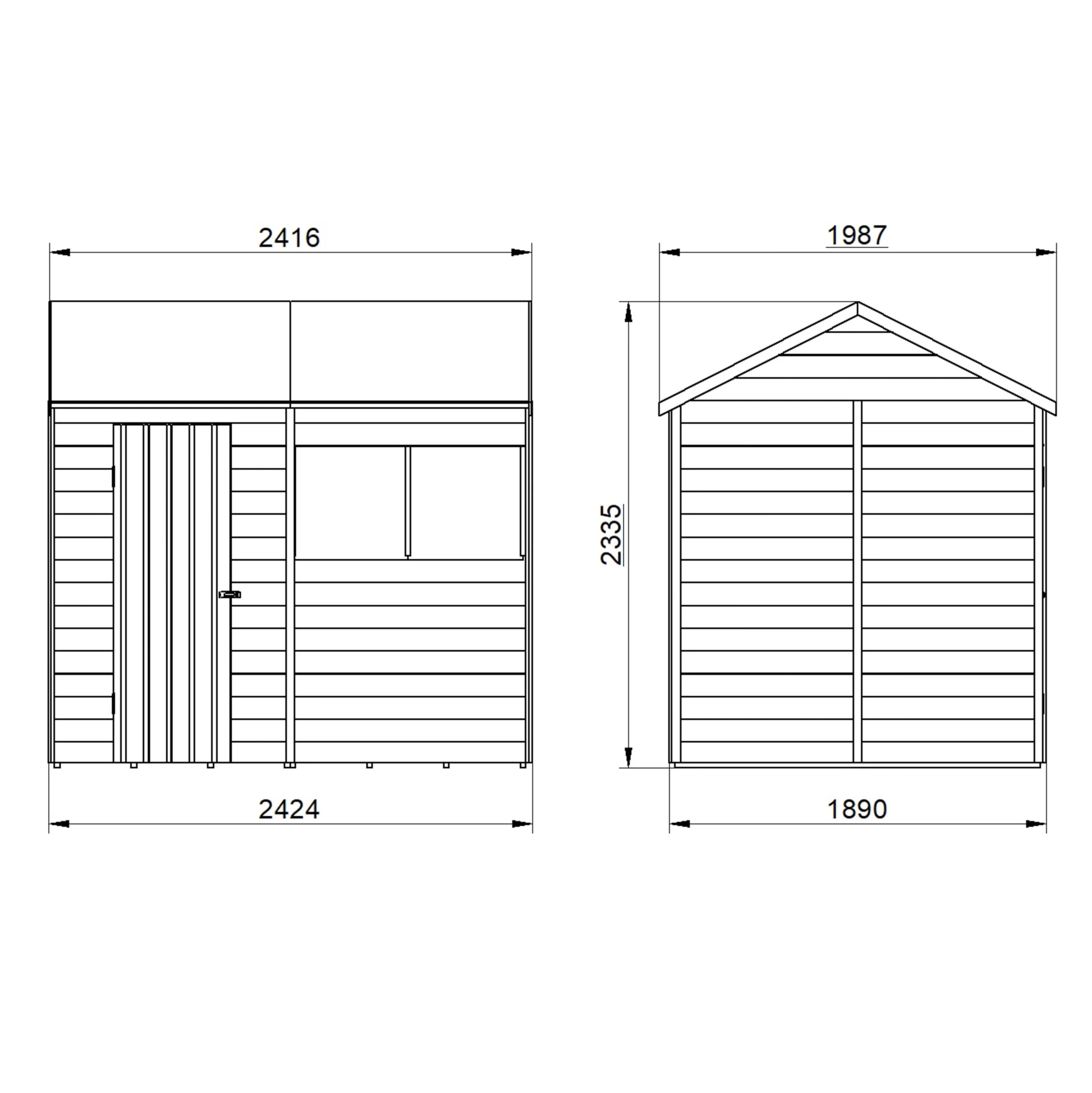 Forest Garden 8x6 Reverse Apex Dip Treated Overlap Wooden Shed With Floor (Base Included) - Assembly Service Included 7 Forest Garden 8x6 Reverse Apex Dip Treated Overlap Wooden Shed With Floor (Base Included) - Assembly Service Included - Image 7