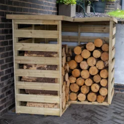 Forest Garden Corner Timber 4x4 Ft Log Store -Garden Outdoor Store forest garden corner timber 4x4 ft log store5013053190005 02i