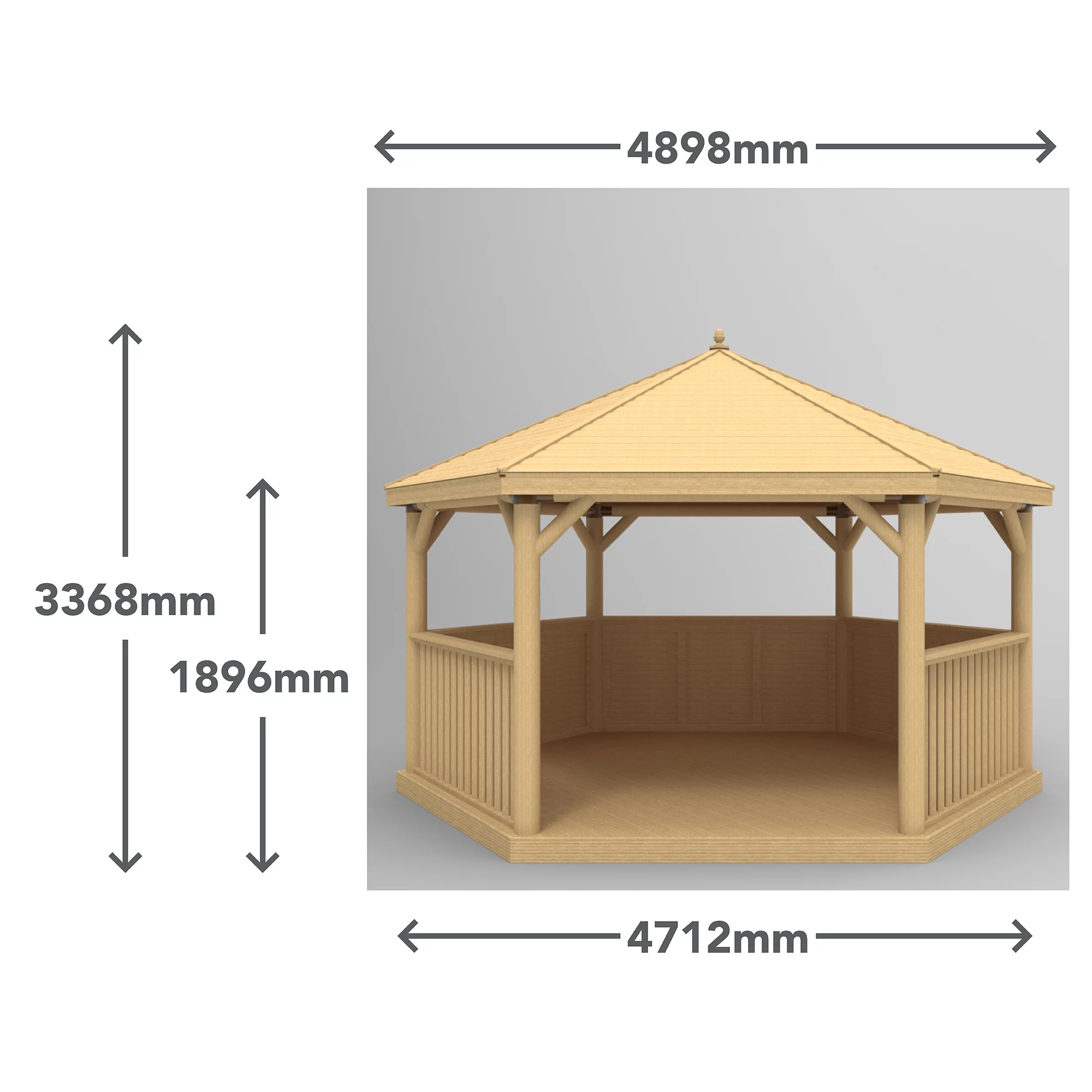 Forest Garden Furnished Timber Roof Hexagonal Gazebo, (W)4900mm (D)4240mm (Green Cushion Included) 7 Forest Garden Furnished Timber Roof Hexagonal Gazebo, (W)4900mm (D)4240mm (Green Cushion Included) - Image 7