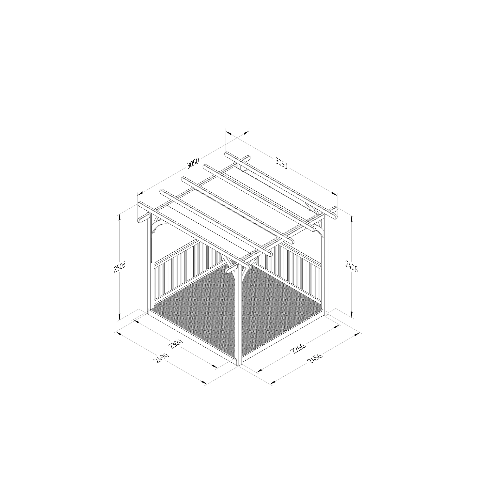 Forest Garden Grey Pergola & Decking Kit, X4 Post X2 Balustrade (H) 2.5m X (W) 3m - Canopy Included 2 Forest Garden Grey Pergola & Decking Kit, X4 Post X2 Balustrade (H) 2.5m X (W) 3m - Canopy Included - Image 2