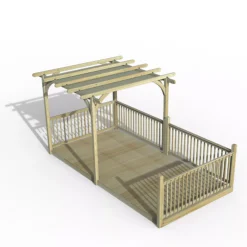 Forest Garden Grey Pergola & Decking Kit, X4 Post X4 Balustrade (H) 2.5m X (W) 5.2m - Canopy Included