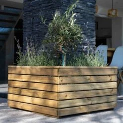 Forest Garden Linear Corner Natural Timber Wooden Rectangular Planter -Garden Outdoor Store forest garden linear corner natural timber wooden rectangular planter5013053184981 02i bq
