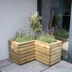 Forest Garden Linear Corner Natural Timber Wooden Rectangular Planter -Garden Outdoor Store forest garden linear corner natural timber wooden rectangular planter5013053184981 03i bq