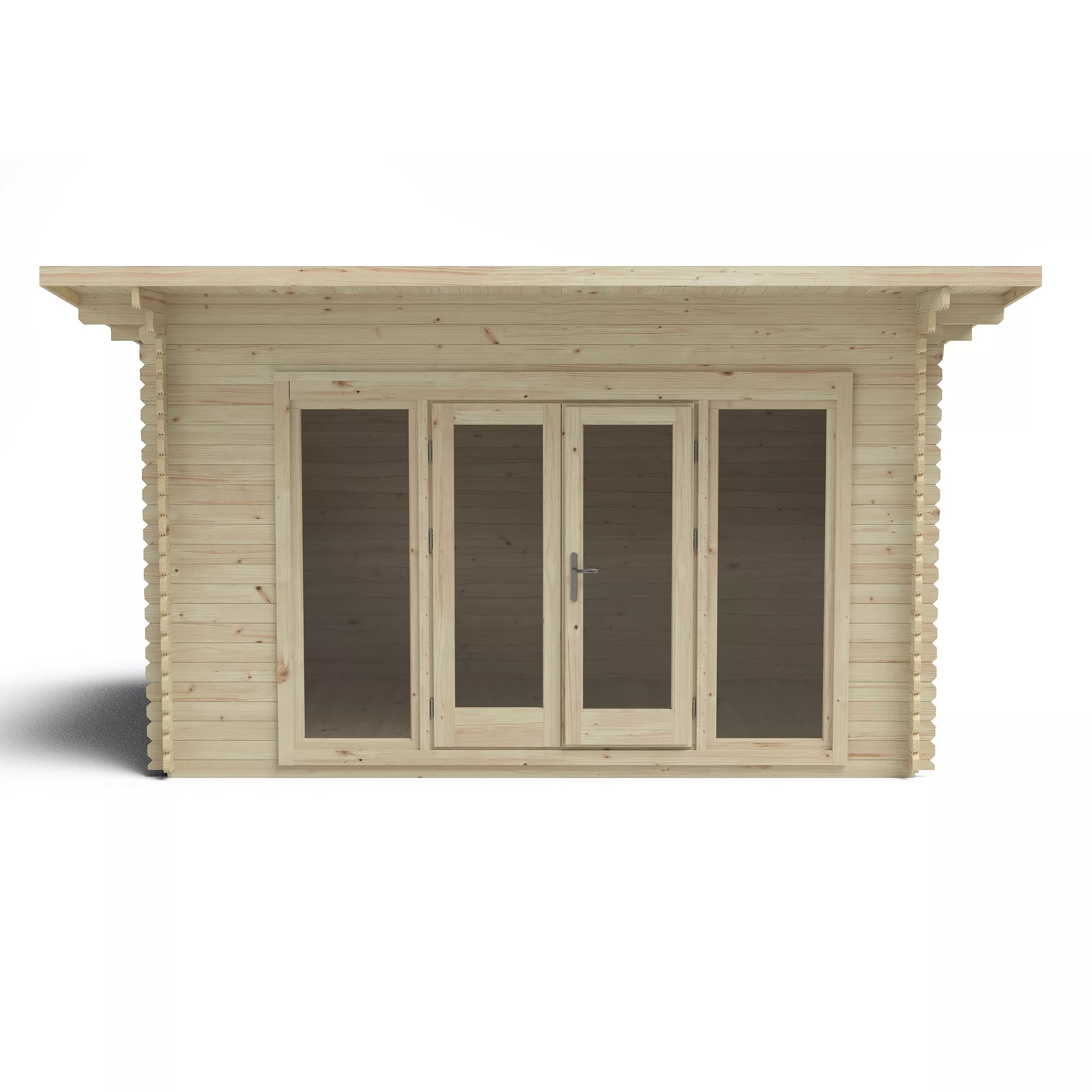 Forest Garden Melbury 4x3 Toughened Glass Pent Loglap Solid Wood Cabin With Double Door - Assembly Service Included 1 Forest Garden Melbury 4x3 Toughened Glass Pent Loglap Solid Wood Cabin With Double Door - Assembly Service Included