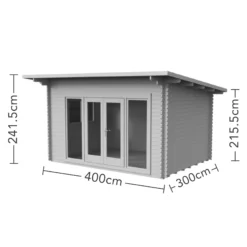 Forest Garden Melbury 4x3 Toughened Glass Pent Loglap Solid Wood Cabin With Double Door -Garden Outdoor Store forest garden melbury 4x3 toughened glass pent loglap solid wood cabin with double door5013053181416 01t bq