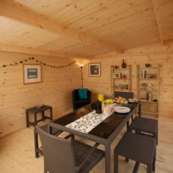 Forest Garden Mendip 5x4 Toughened Glass Pent Loglap Solid Wood Cabin With Double Door -Garden Outdoor Store forest garden mendip 5x4 toughened glass pent loglap solid wood cabin with double door5013053181461 36c bq